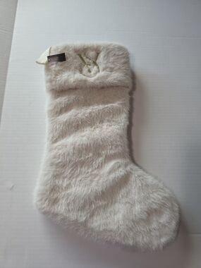 Victoria’s Secret W/ Gold Embroidered Faux Fur Christmas Stocking NWT